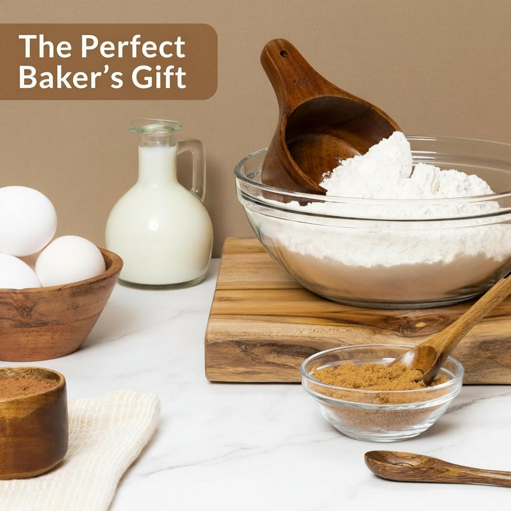 Wooden Measuring Cups and Spoons Set - Cute Measuring Cups, Wood Kitchen Accessories