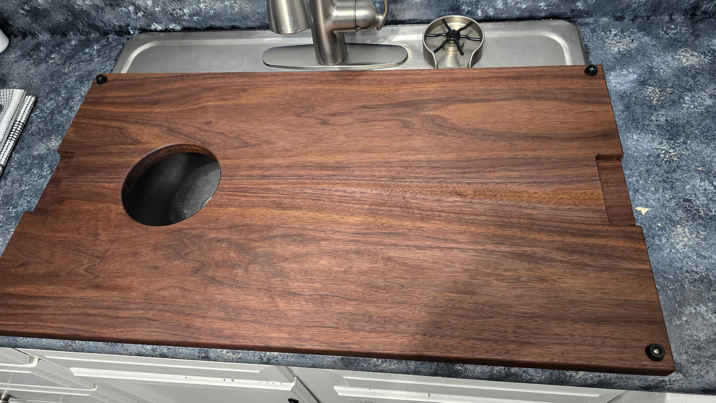 Solid Walnut Sink Cover, Butcher Block Cutting Board, Custom Sizes