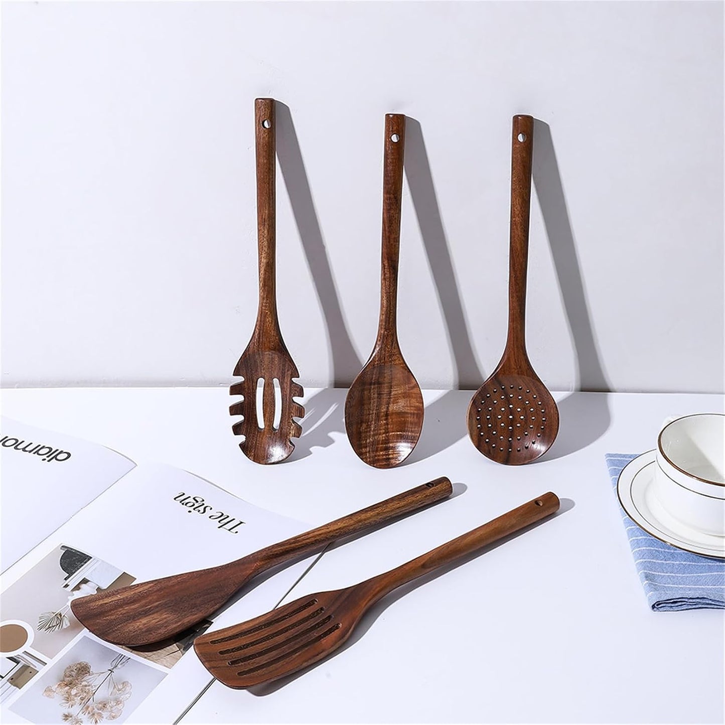 5-Piece Natural Teak Wood Cooking Utensil Set