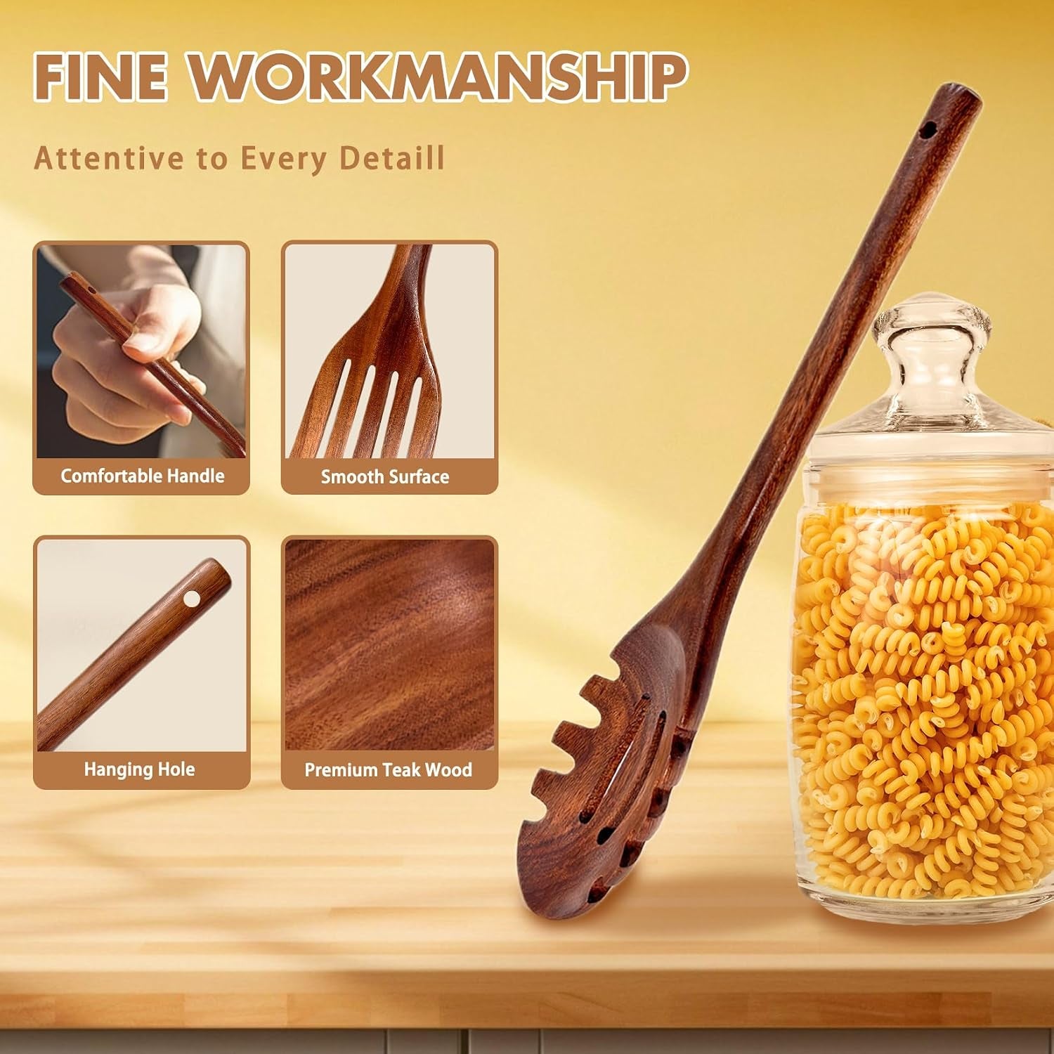 5-Piece Natural Teak Wood Cooking Utensil Set