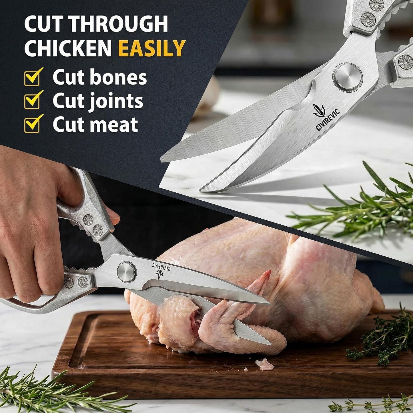 Heavy Duty Kitchen Shears — 2-Pack, Bone Cutting