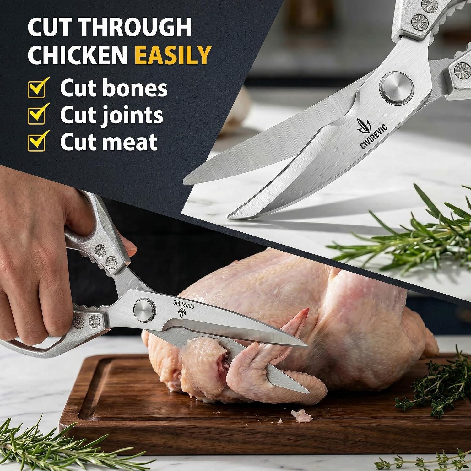 Heavy Duty Kitchen Shears — 2-Pack, Bone Cutting