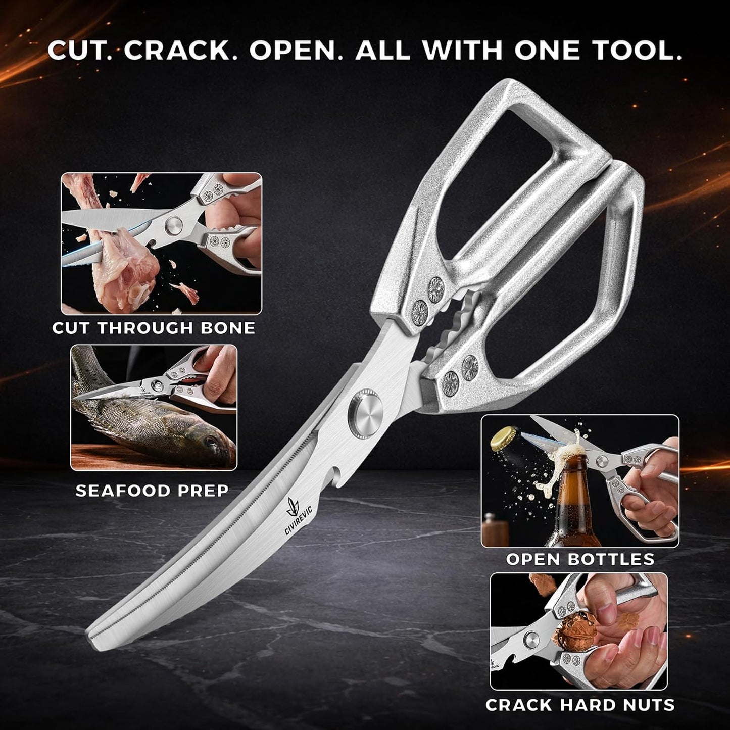 Heavy Duty Kitchen Shears — 2-Pack, Bone Cutting