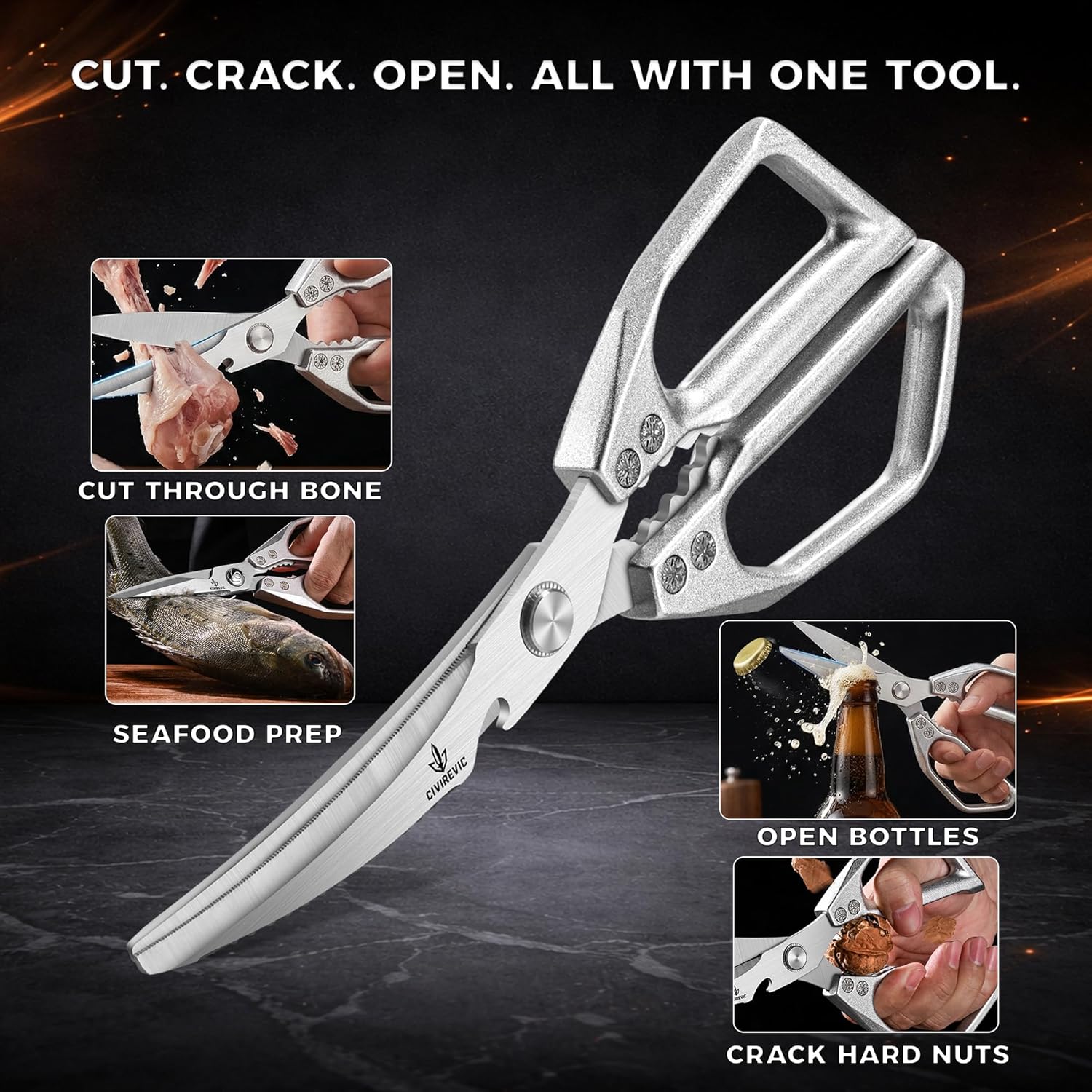 Heavy Duty Kitchen Shears — 2-Pack, Bone Cutting