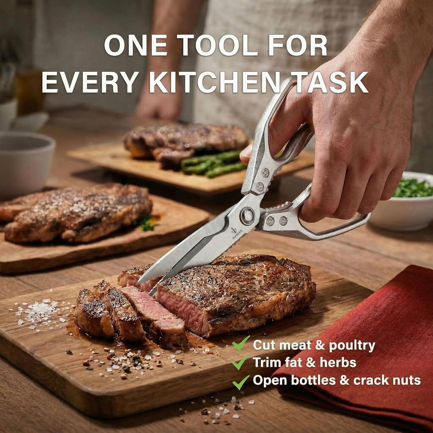 Heavy Duty Kitchen Shears — 2-Pack, Bone Cutting