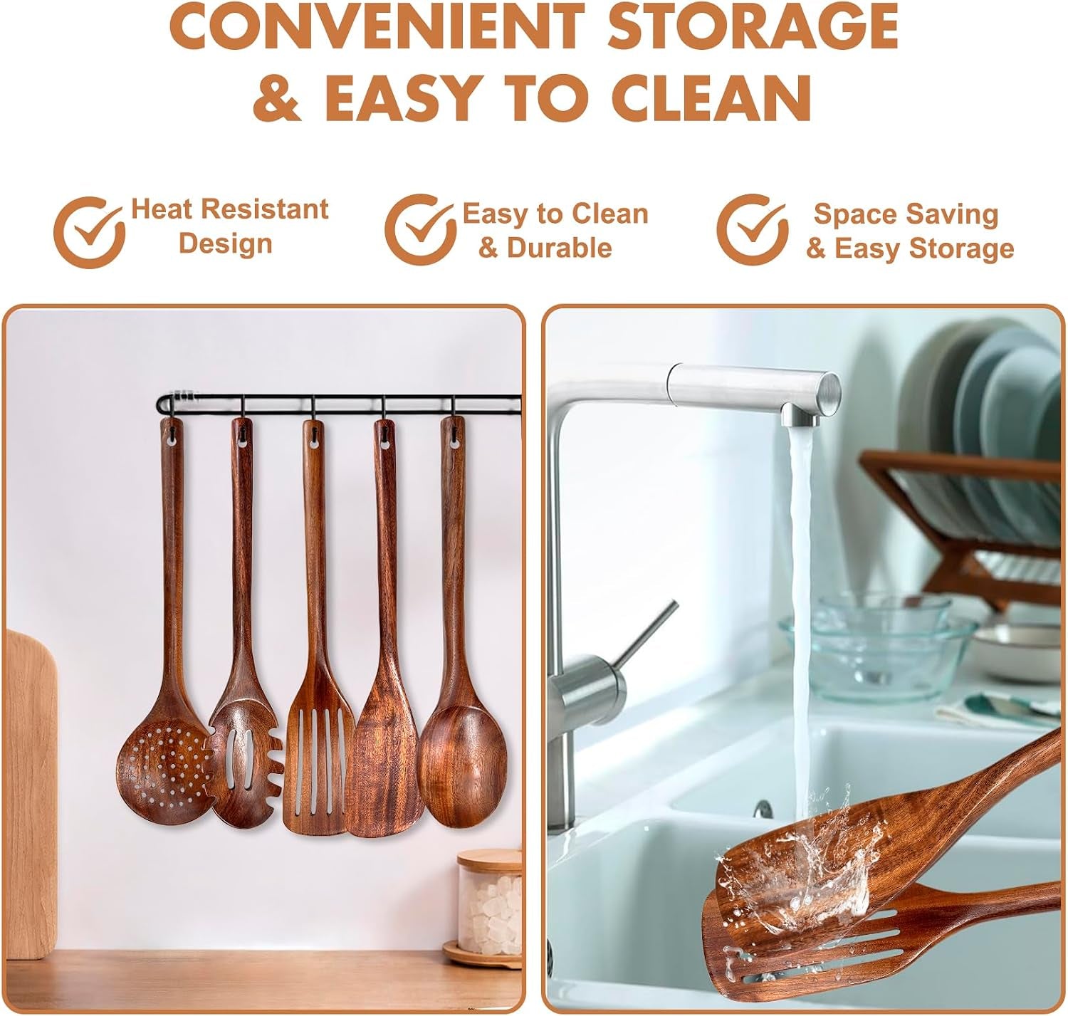 5-Piece Natural Teak Wood Cooking Utensil Set