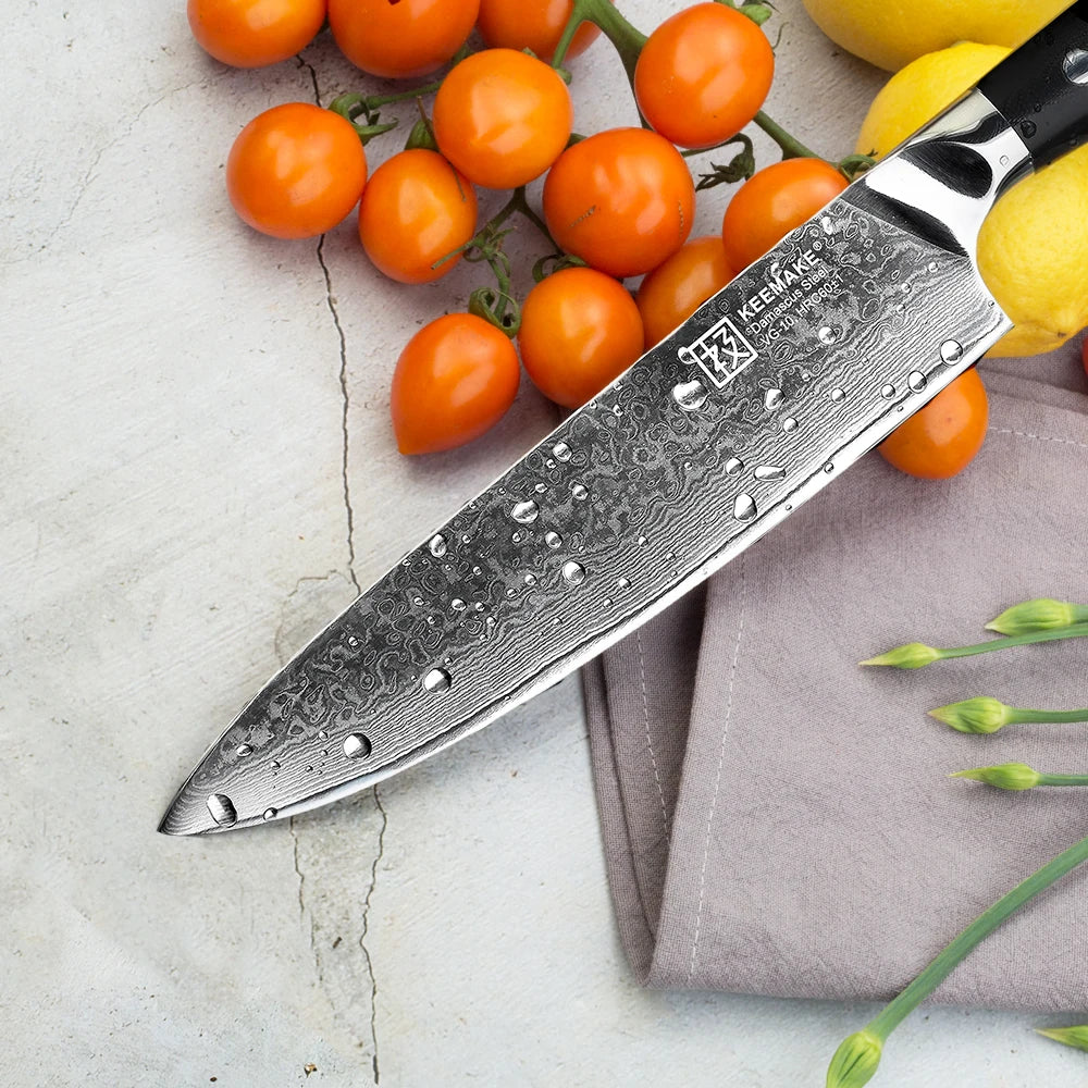 KEEMAKE Kitchen Design Knives Set Utility Japanese Chef's Slicing Knife High Carbon Damascus Steel Vegetable Meat Cutting Knife