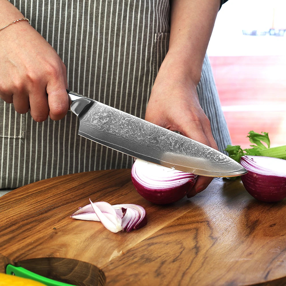 KEEMAKE Kitchen Design Knives Set Utility Japanese Chef's Slicing Knife High Carbon Damascus Steel Vegetable Meat Cutting Knife