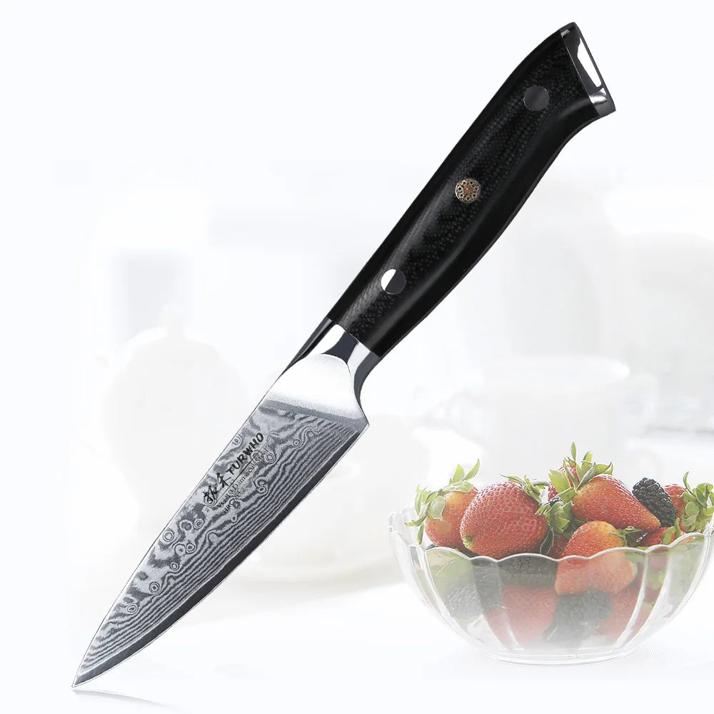TURWHO 7 PCS Best Kitchen Knives Sets With Excellent Acacia Wood/Knife Set BlocK Super Sharp Japanese Damascus Steel Knives Set