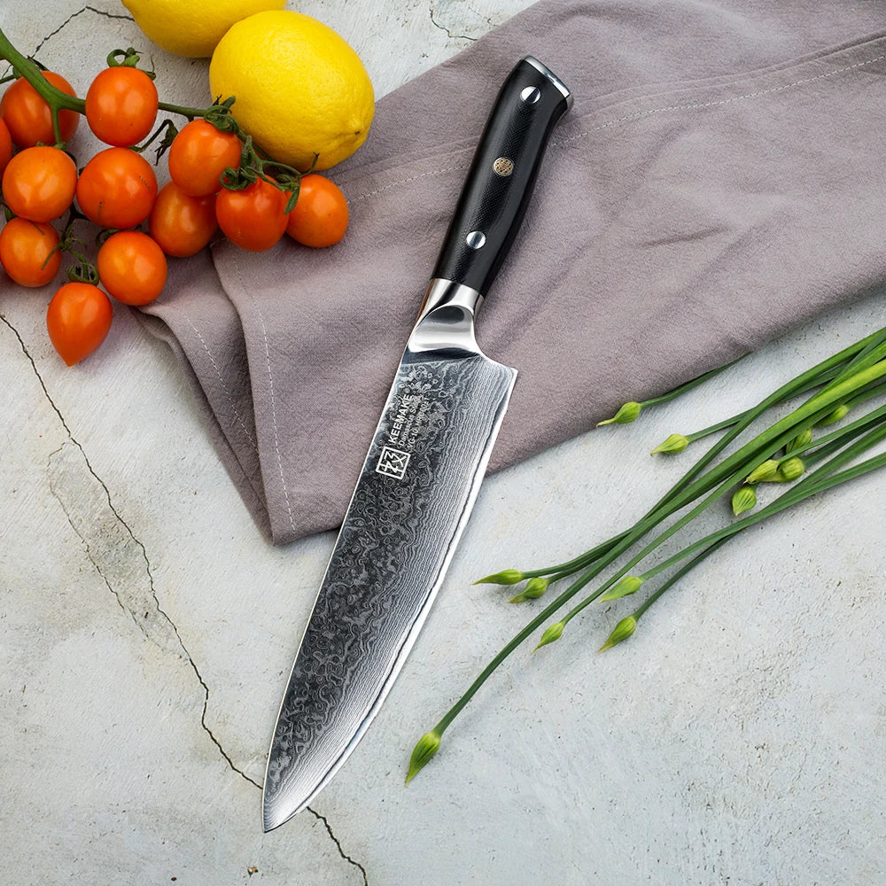 KEEMAKE Kitchen Design Knives Set Utility Japanese Chef's Slicing Knife High Carbon Damascus Steel Vegetable Meat Cutting Knife