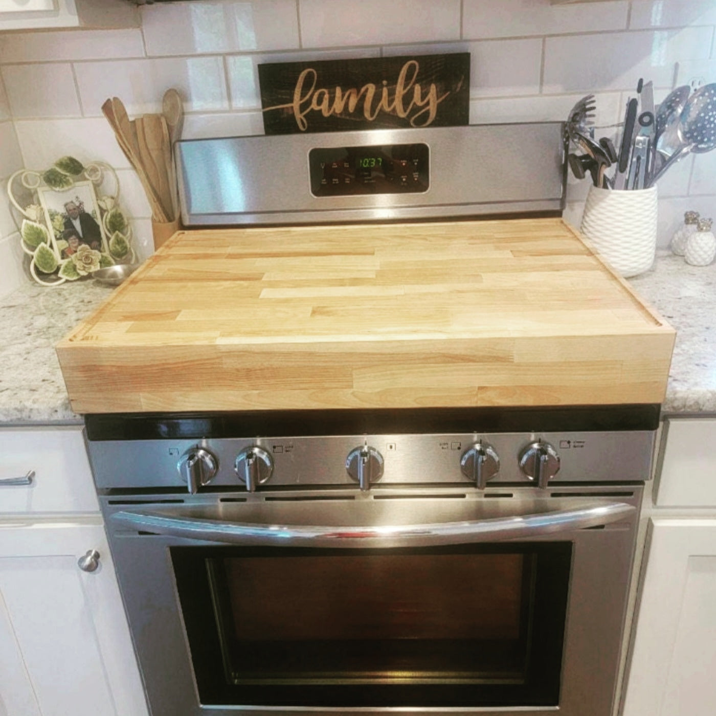 Butcher Block Stove Cover