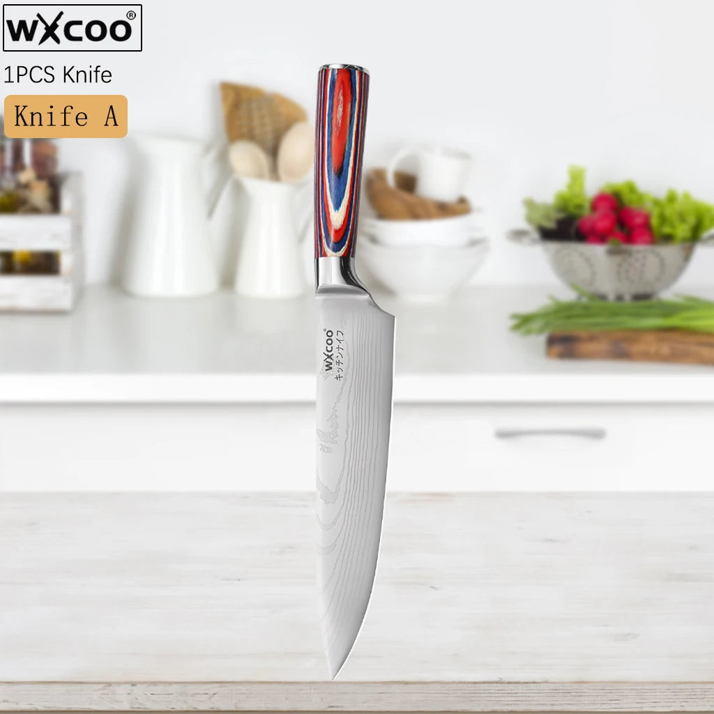 Kitchen Knives Forged Butcher Boning Knife Damascus Laser Pattern Chef Knife Japanese Santoku Knife Vegetable and Fruit Knives