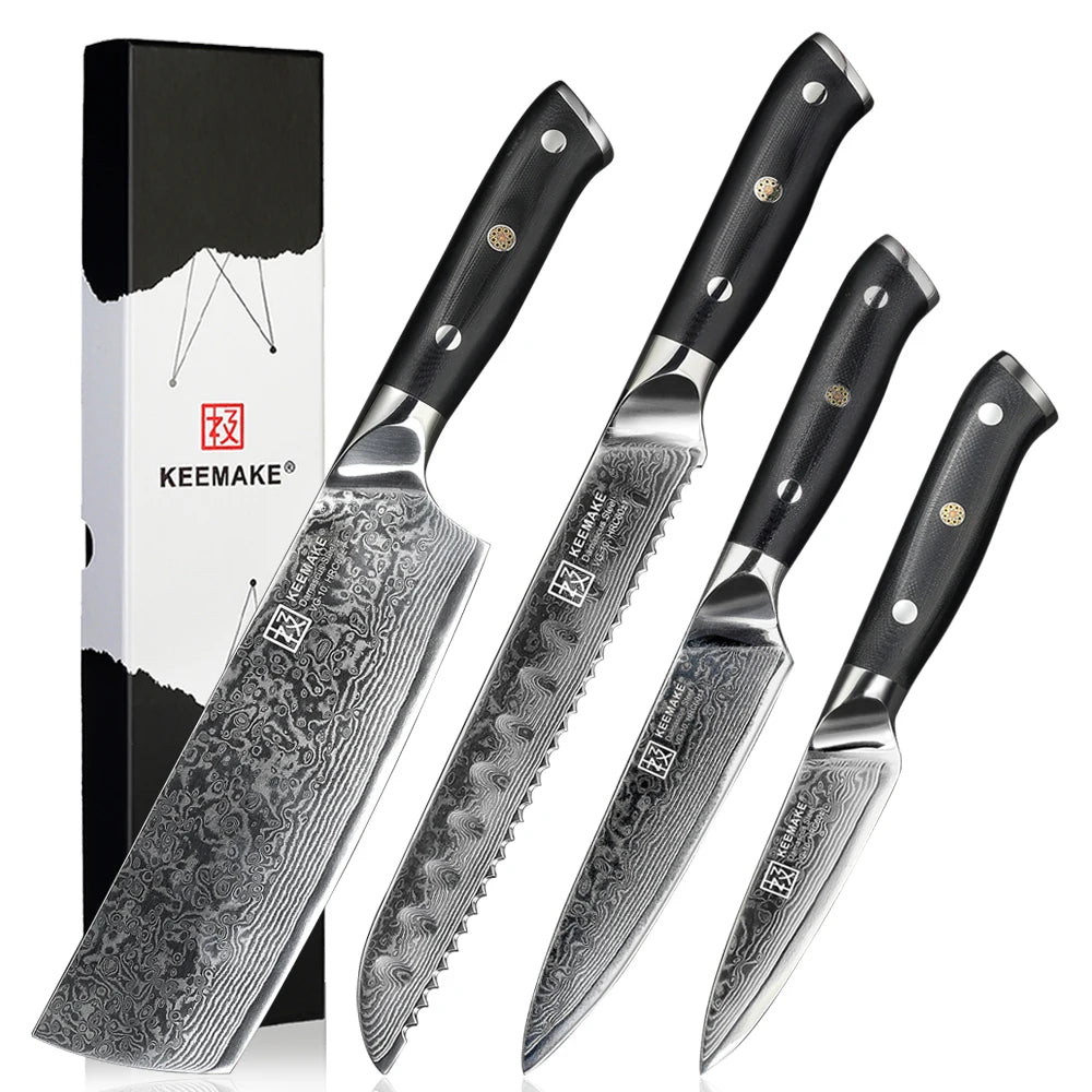 KEEMAKE Kitchen Design Knives Set Utility Japanese Chef's Slicing Knife High Carbon Damascus Steel Vegetable Meat Cutting Knife
