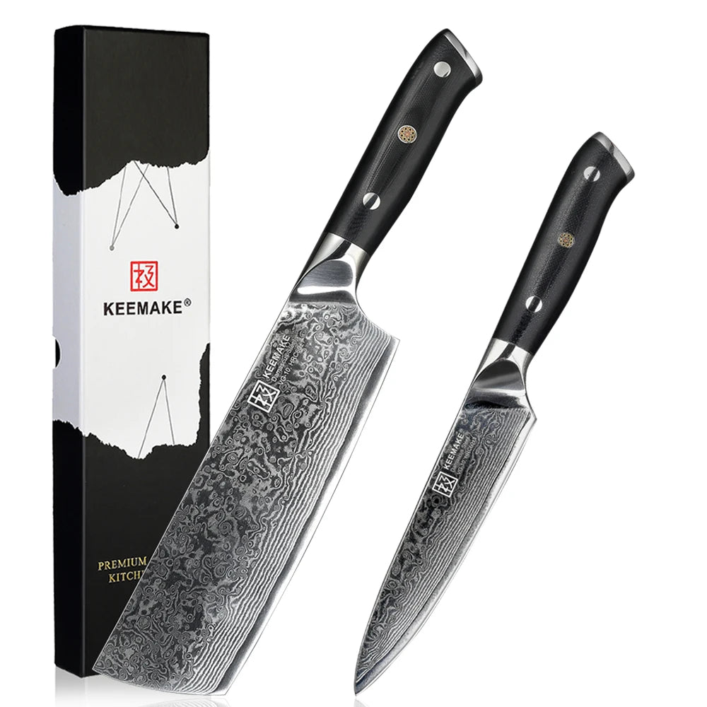 KEEMAKE Kitchen Design Knives Set Utility Japanese Chef's Slicing Knife High Carbon Damascus Steel Vegetable Meat Cutting Knife