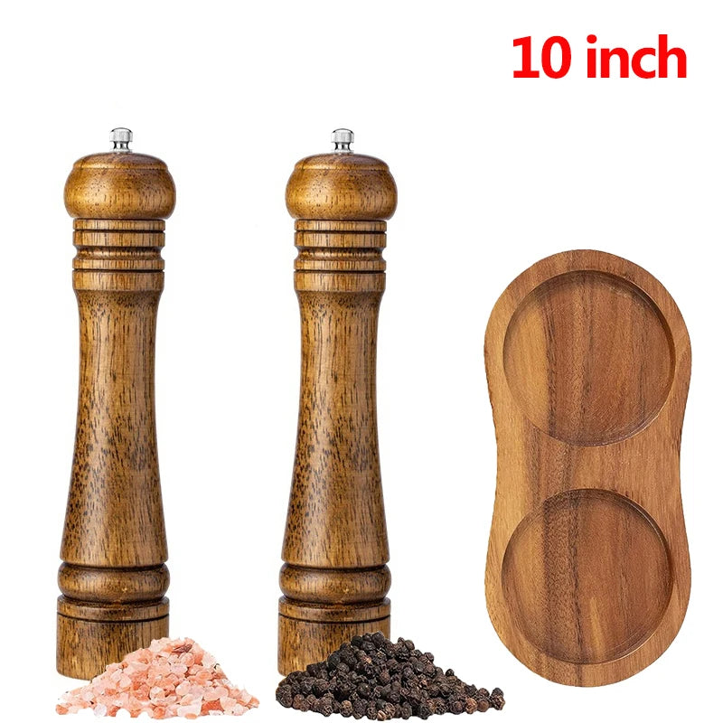 Wooden Salt and Pepper Grinder Set Premium Oak Wood Salt Grinders Shakers Pepper Mill With Adjustable Ceramic Grinder JT551