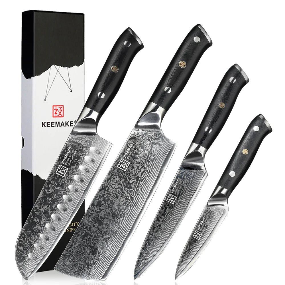 KEEMAKE Kitchen Design Knives Set Utility Japanese Chef's Slicing Knife High Carbon Damascus Steel Vegetable Meat Cutting Knife