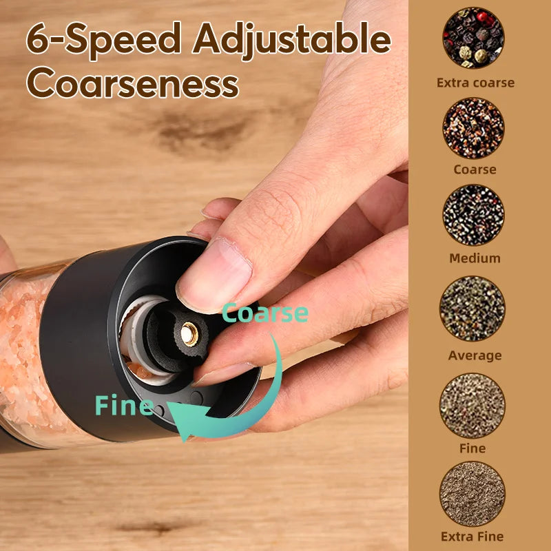 Wooden Color Electric Salt and Pepper Grinder USB Rechargeable Adjustable Coarseness Refillable Mills Spice Pepper Grinders