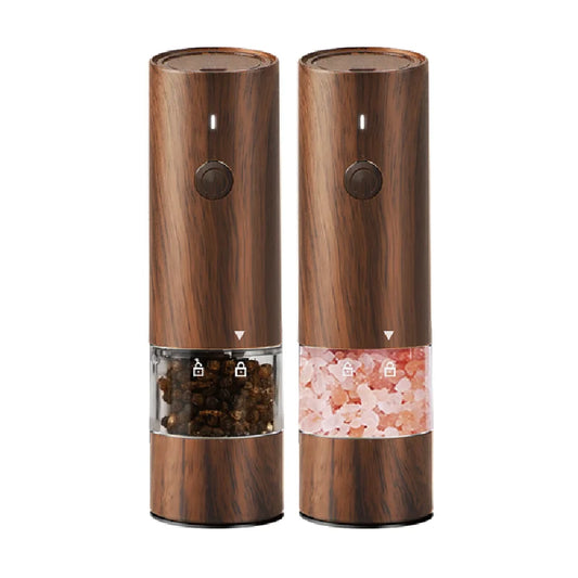 Wooden Color Electric Salt and Pepper Grinder USB Rechargeable Adjustable Coarseness Refillable Mills Spice Pepper Grinders