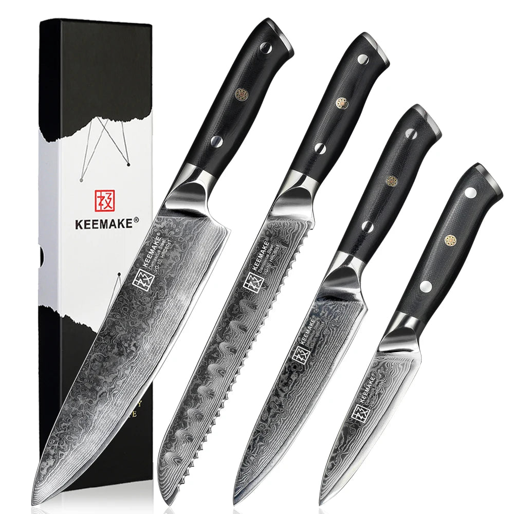 KEEMAKE Kitchen Design Knives Set Utility Japanese Chef's Slicing Knife High Carbon Damascus Steel Vegetable Meat Cutting Knife