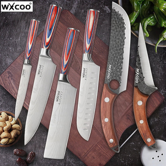 Kitchen Knives Forged Butcher Boning Knife Damascus Laser Pattern Chef Knife Japanese Santoku Knife Vegetable and Fruit Knives