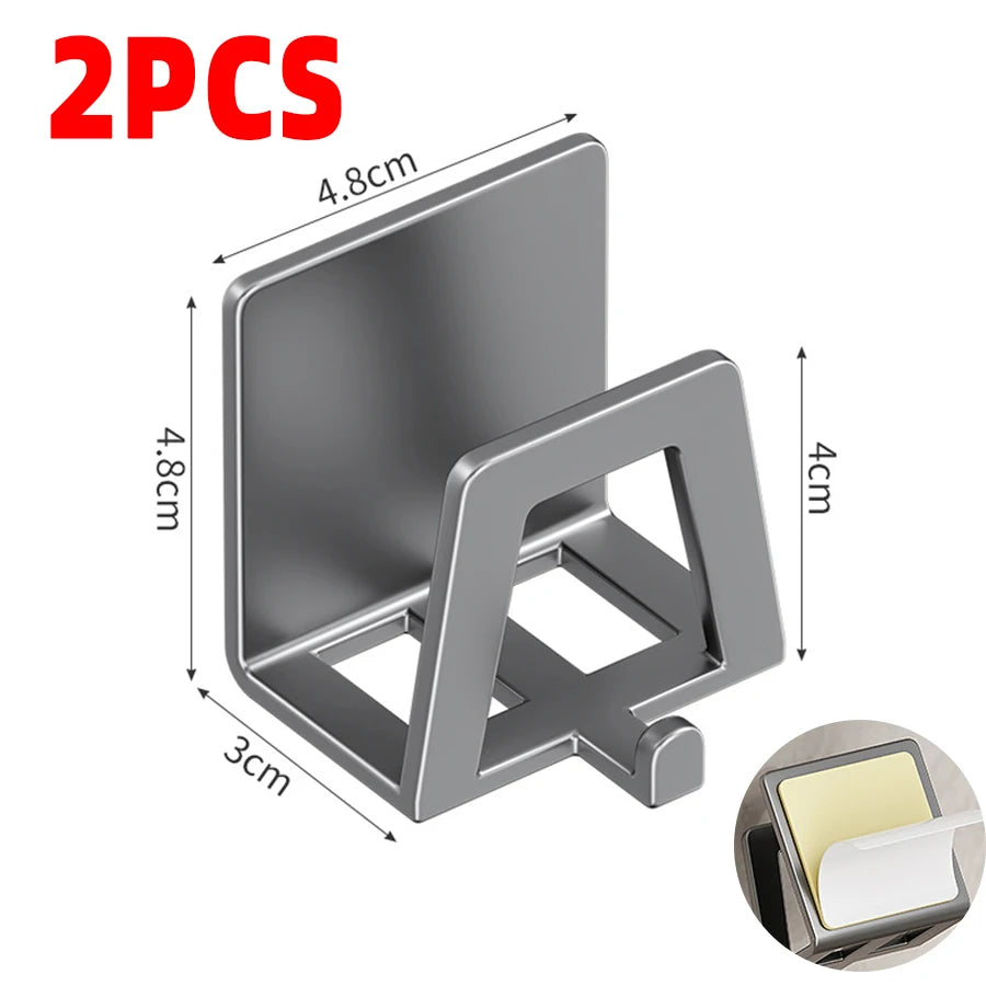 Kitchen Accessories Sink Sponge Rack Pot Lid Rack Drain Storage Holder Self Adhesive Stainless Steel Organizer Wall Hooks