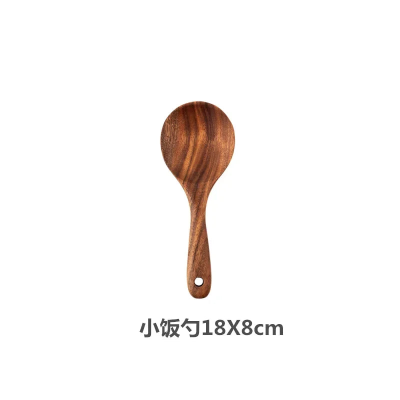 Wooden Spoons For Cooking, Wooden Utensils For Cooking With Utensils Holder, Teak Wooden Kitchen Utensils Set