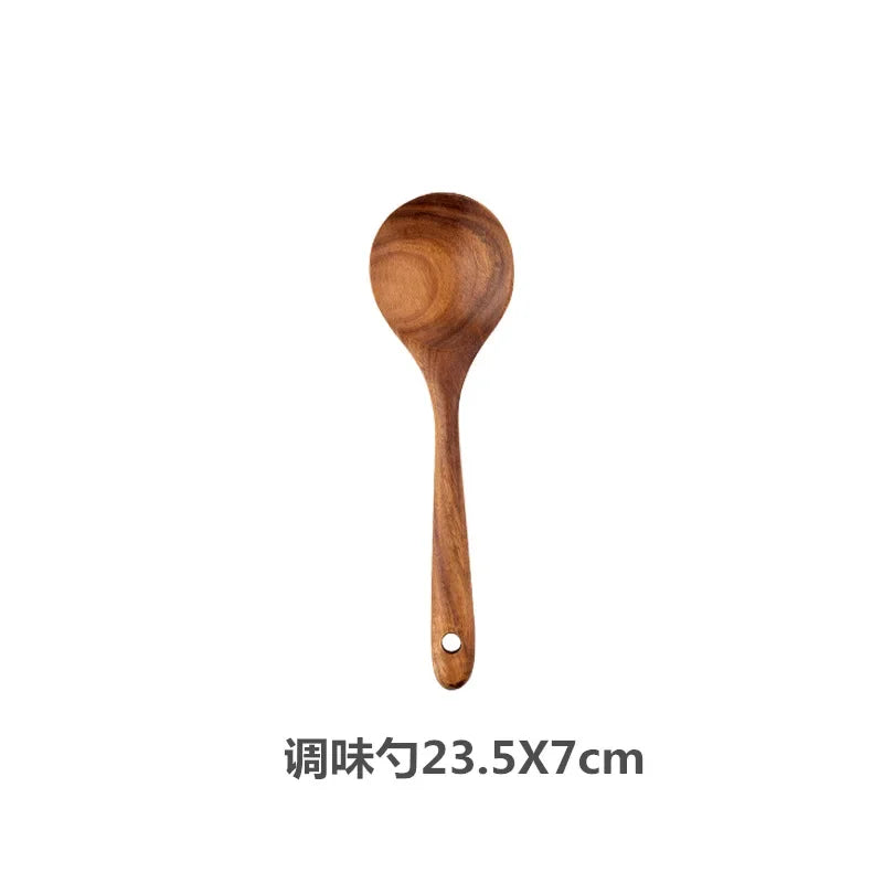 Wooden Spoons For Cooking, Wooden Utensils For Cooking With Utensils Holder, Teak Wooden Kitchen Utensils Set