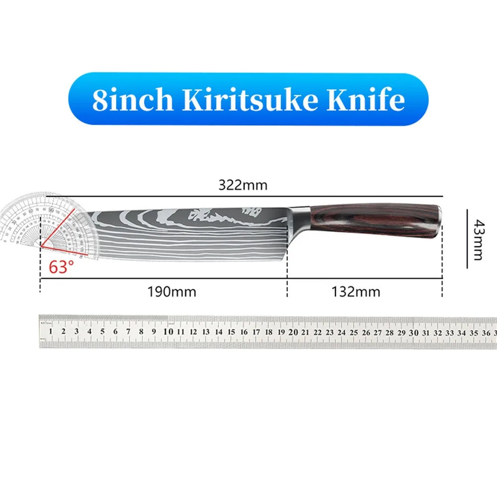 MDHAND 8 Inch Japanese Kiritsuke Knife German High Carbon Stainless Steel Ultra Sharp Meat Fish Sushi Kitchen Chef's Knife