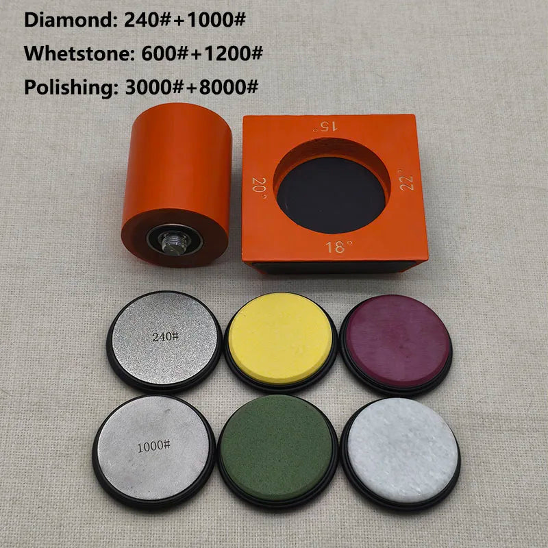 4-Angle Rolling Knife Sharpener 15/18/20/22° Roller Sharpeners Magnet Wooden base Diamond Grinder Set Woodwork Sharpening System