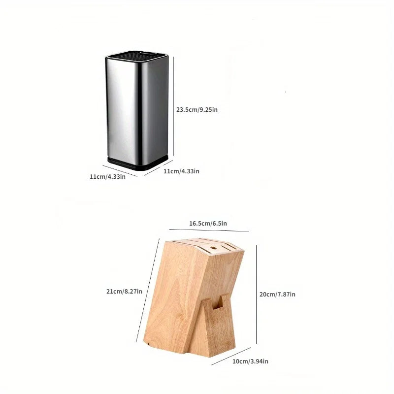 6-Piece Kitchen Knife Set with High-Carbon Stainless-Steel Blades and Pine Wood Block Black
