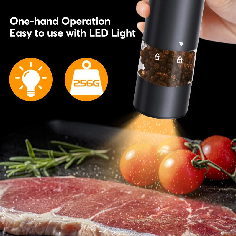 Wooden Color Electric Salt and Pepper Grinder USB Rechargeable Adjustable Coarseness Refillable Mills Spice Pepper Grinders