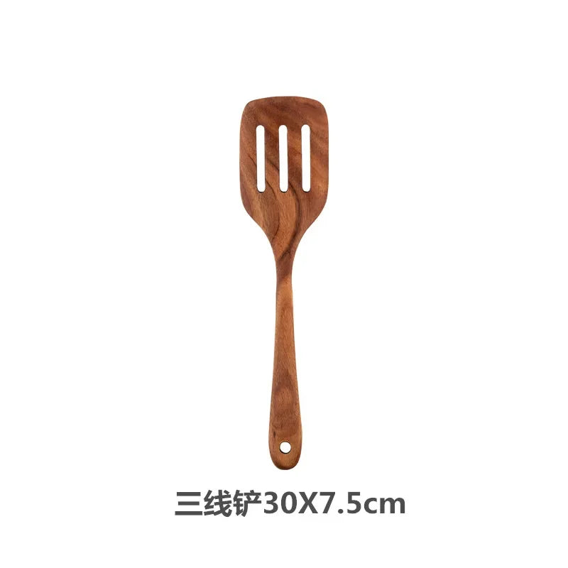 Wooden Spoons For Cooking, Wooden Utensils For Cooking With Utensils Holder, Teak Wooden Kitchen Utensils Set