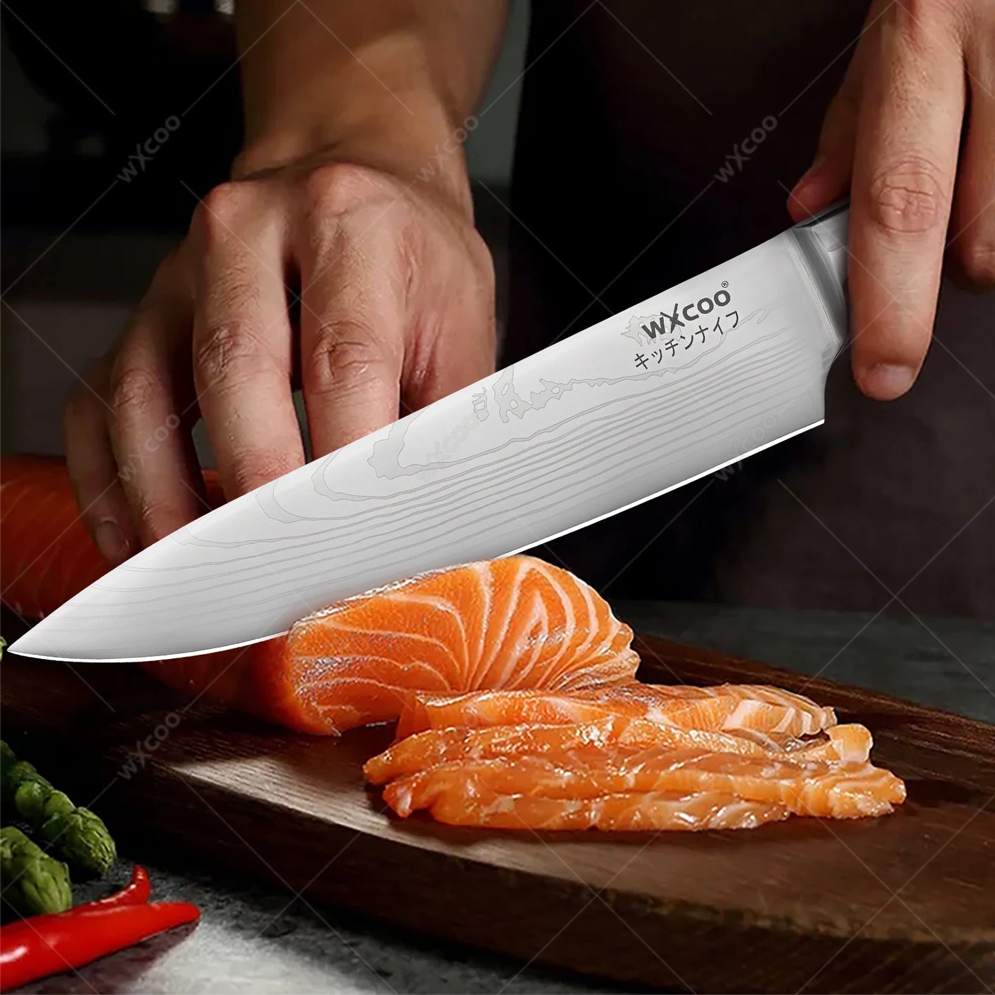 Kitchen Knives Forged Butcher Boning Knife Damascus Laser Pattern Chef Knife Japanese Santoku Knife Vegetable and Fruit Knives
