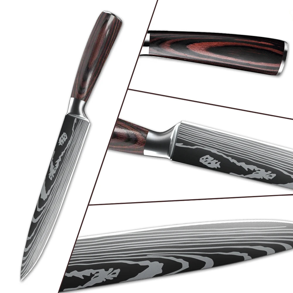 MDHAND Japanese Kitchen Knives German Stainless Steel 8 Inch Slicing Knife Sharp Razor Carving Knife Sushi Knife for Gift
