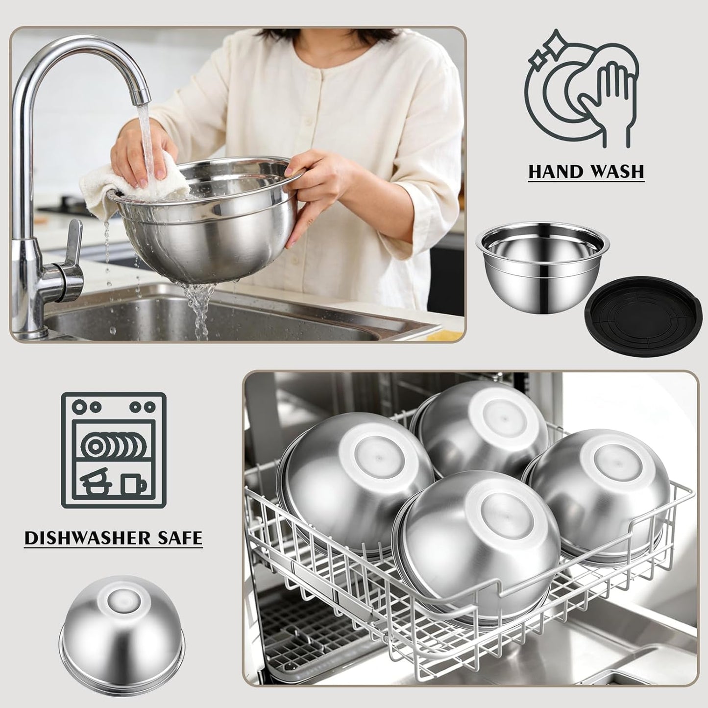5-Piece Mixing Bowl Set with Airtight Lids & Grater Attachments