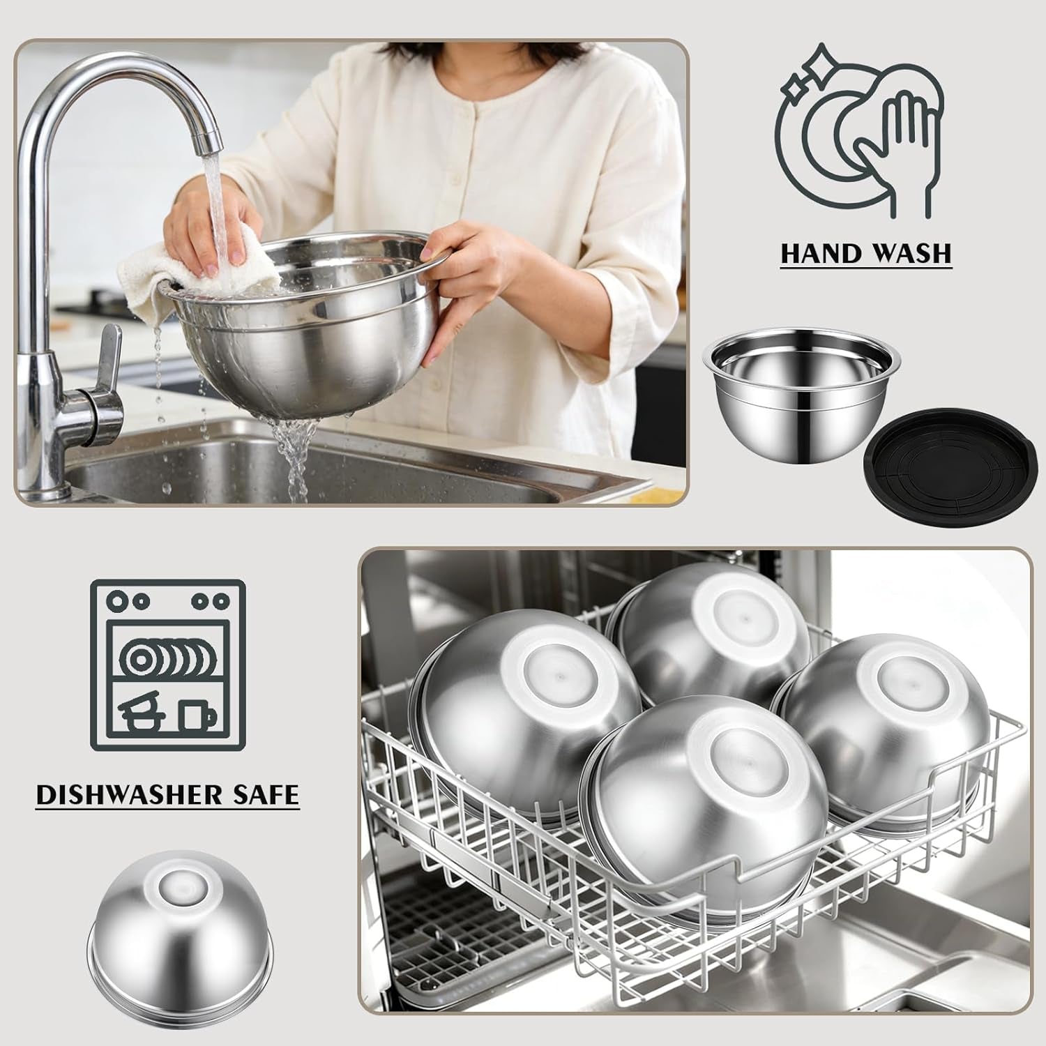 5-Piece Mixing Bowl Set with Airtight Lids & Grater Attachments