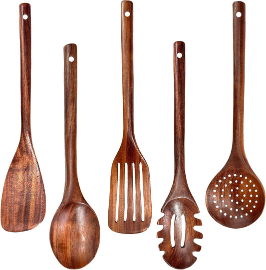 5-Piece Natural Teak Wood Cooking Utensil Set