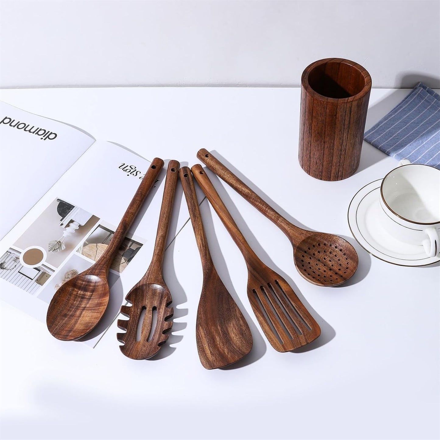 5-Piece Natural Teak Wood Cooking Utensil Set