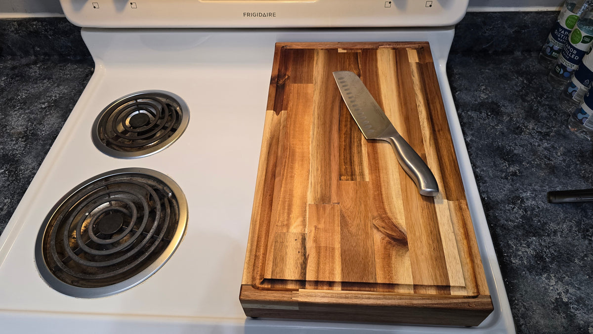 Stovetop Prep Board | Handmade Butcher Block Cutting Board with Legs