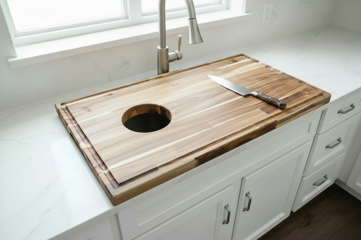 Handmade Hardwood Sink Cover & Over-the-Sink Cutting Board | Custom Sizes