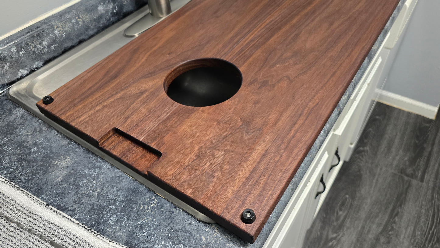 Solid Walnut Sink Cover, Butcher Block Cutting Board, Custom Sizes