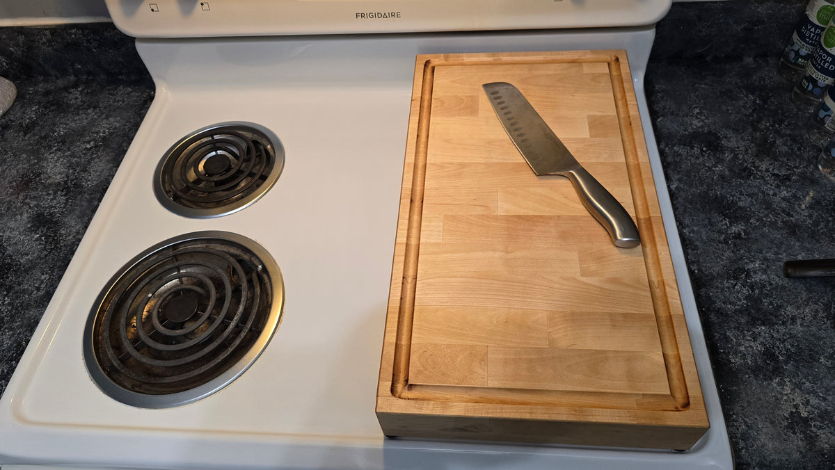 Stovetop Prep Board | Handmade Butcher Block Cutting Board with Legs